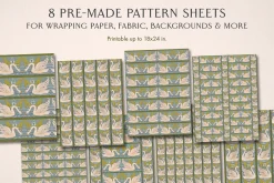 Vintage Swans Pattern & Border