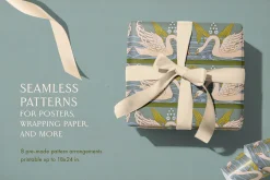 Vintage Swans Pattern & Border