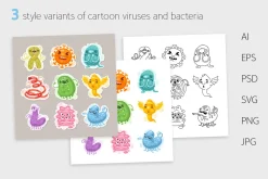 Viruses Cartoon Illustrations Set