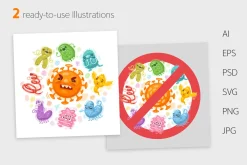 Viruses Cartoon Illustrations Set