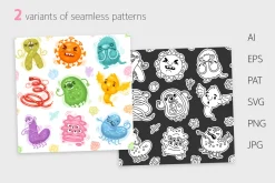 Viruses Cartoon Illustrations Set