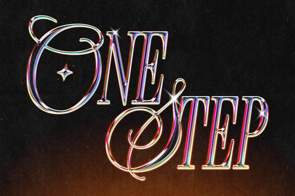 Vivid Retro Style Chrome Effect