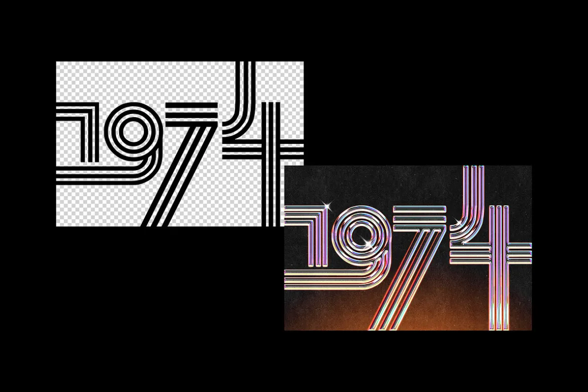 Vivid Retro Style Chrome Effect