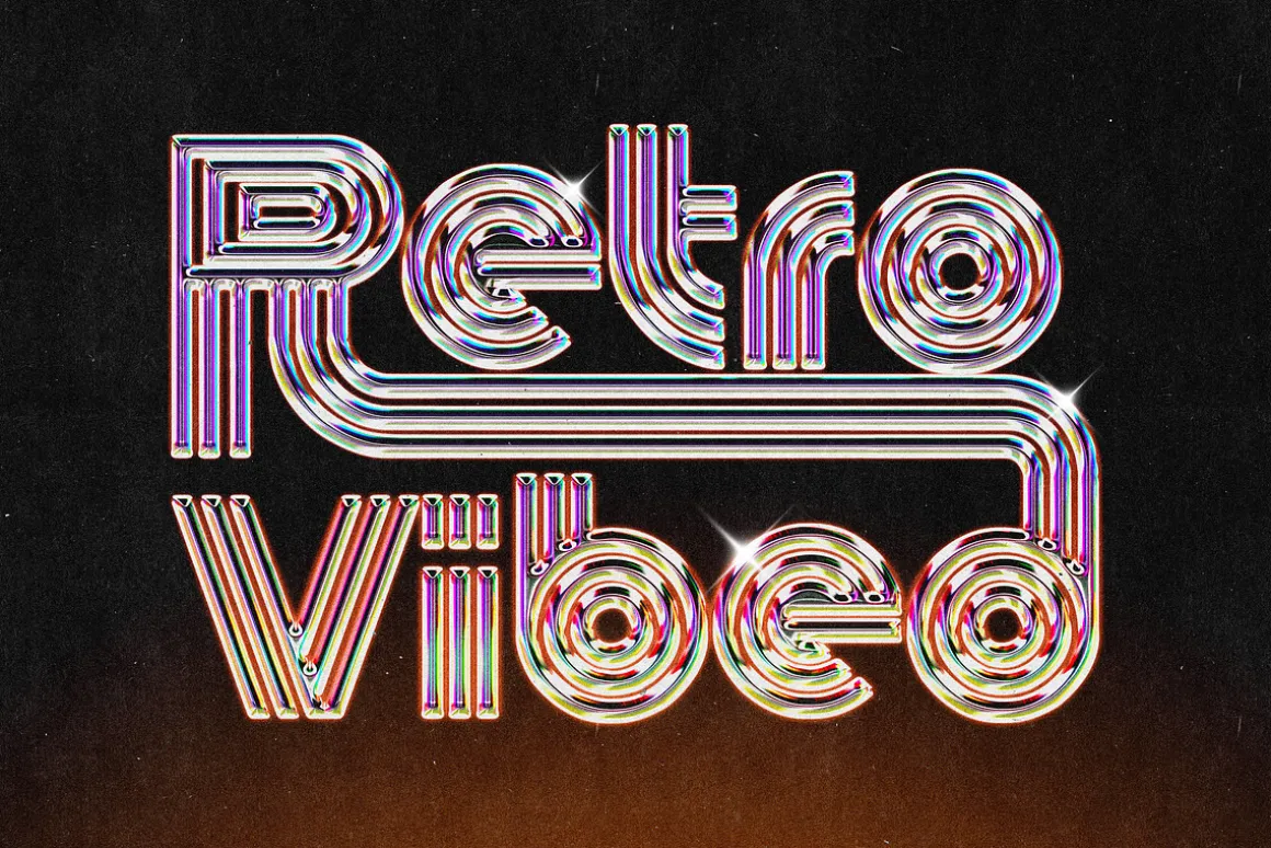 Vivid Retro Style Chrome Effect