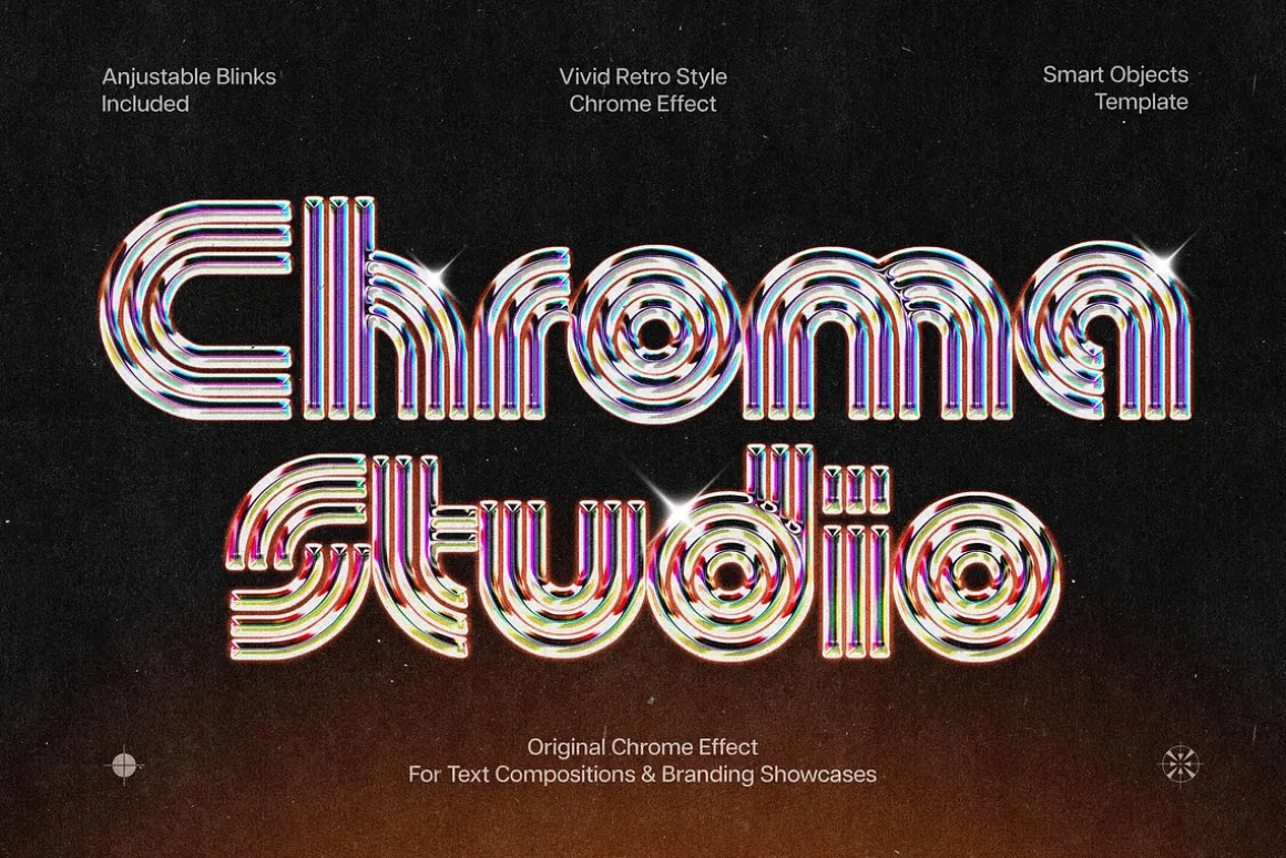 Vivid Retro Style Chrome Effect