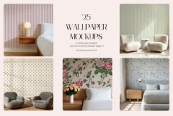 25 Wallpaper Mockup Bundle