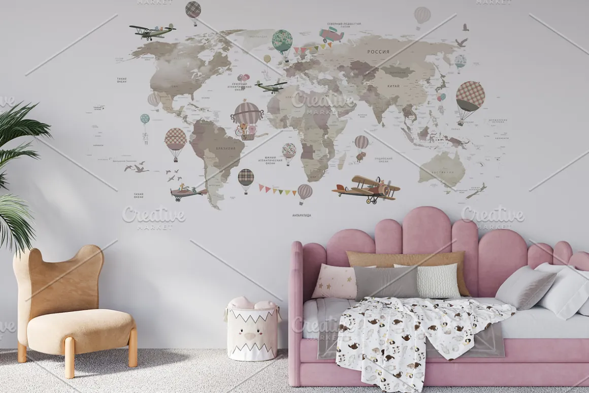 Wallpaper mockup Girl's room mockup