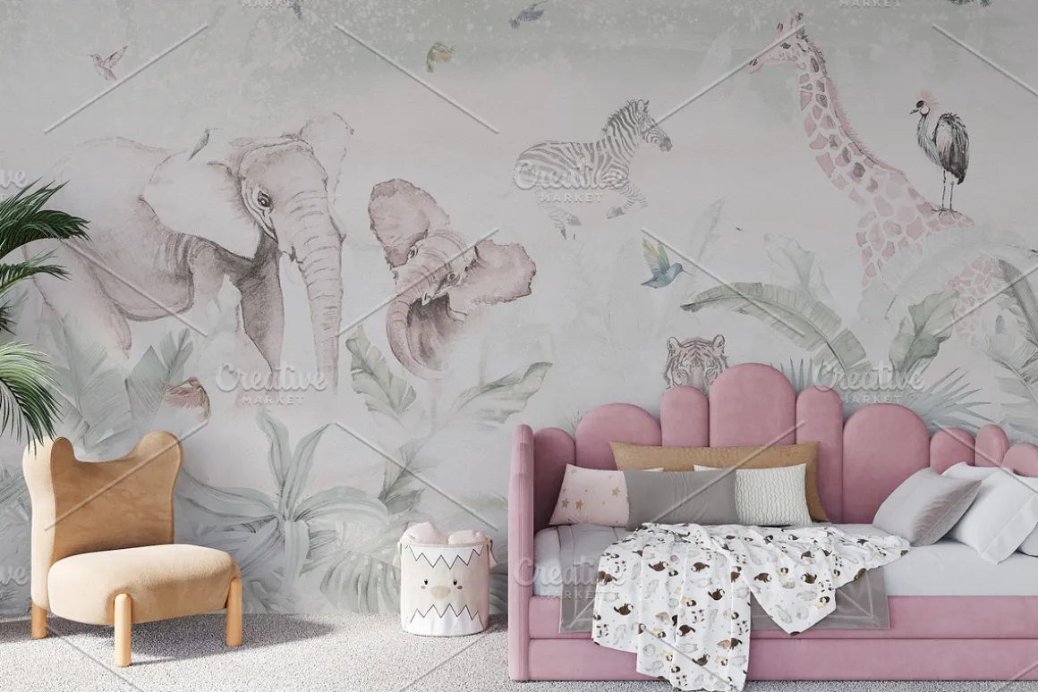 Wallpaper mockup Girl's room mockup