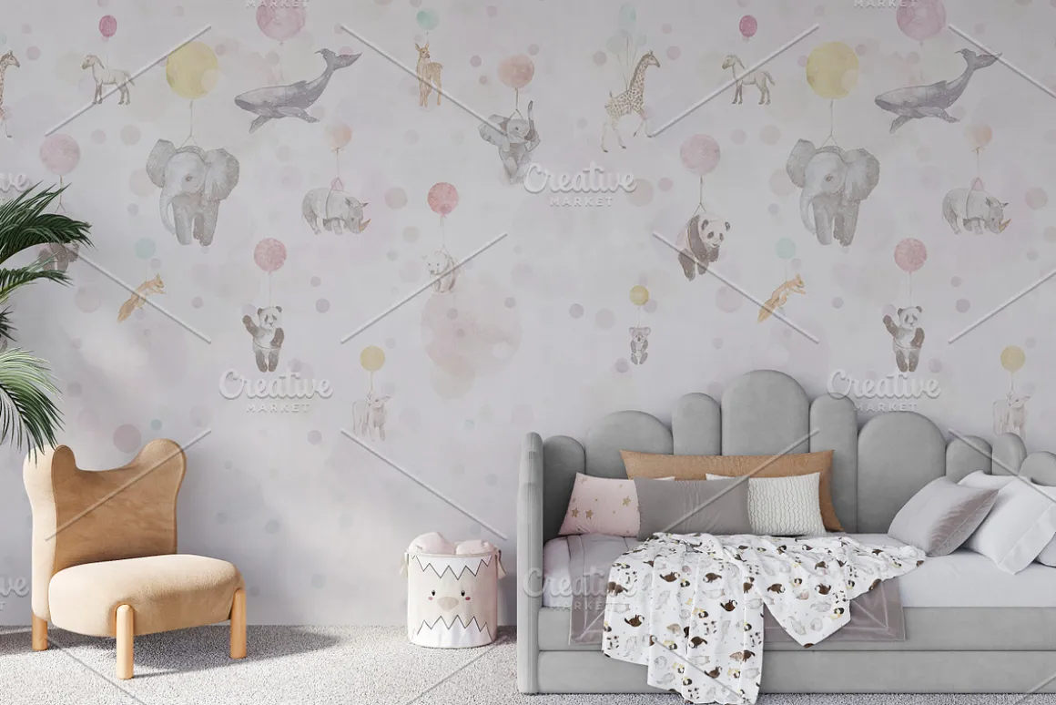 Wallpaper mockup Girl's room mockup