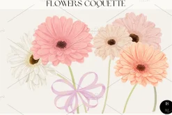 Watercolor Flowers Gerbera Coquette