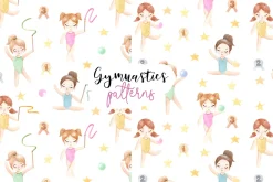 Watercolor Gymnastic Girls. Patterns