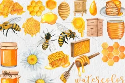 Watercolor Honey Clipart, PNG