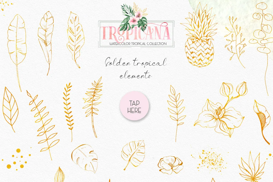 Watercolor tropical collection