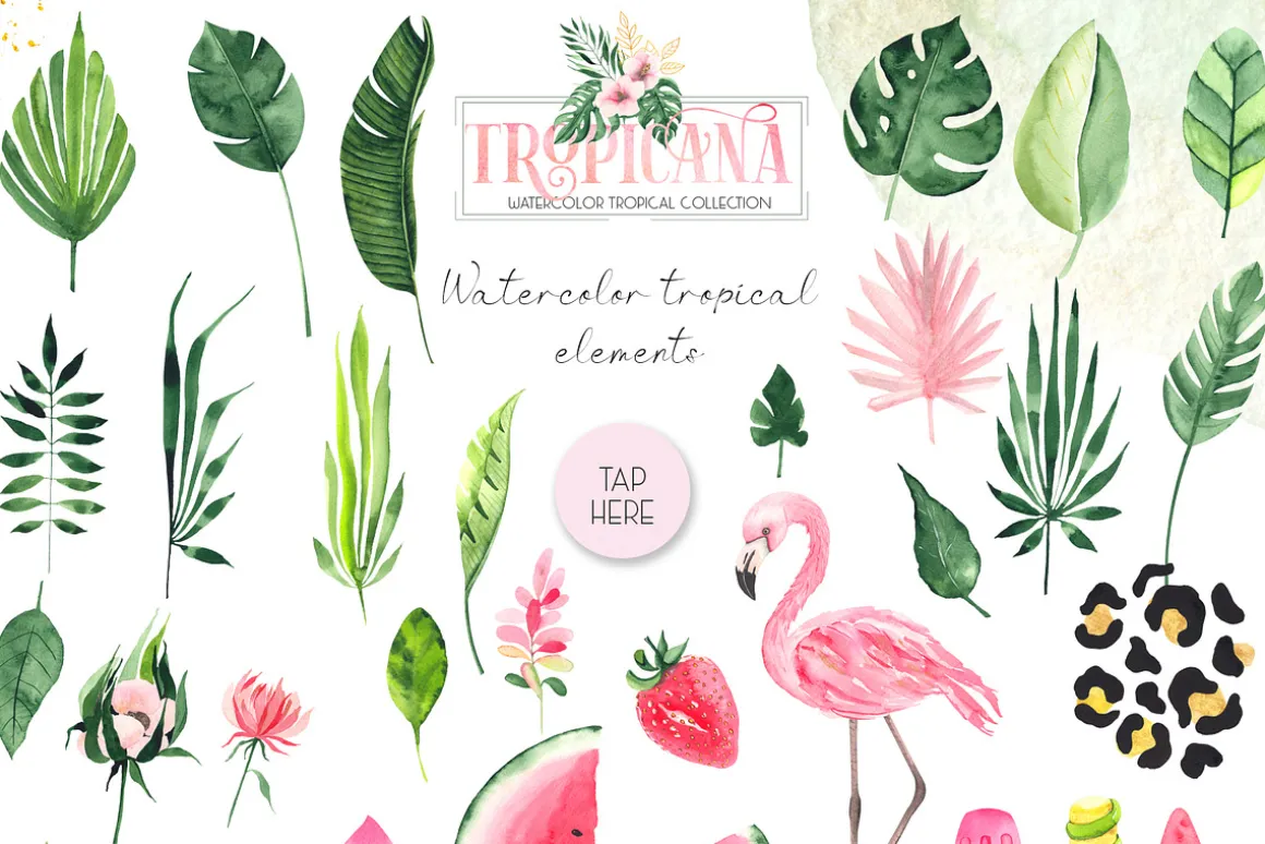 Watercolor tropical collection