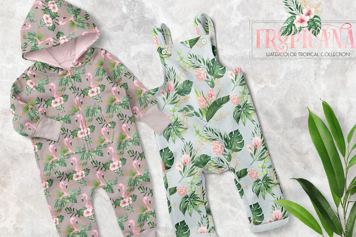 Watercolor tropical collection