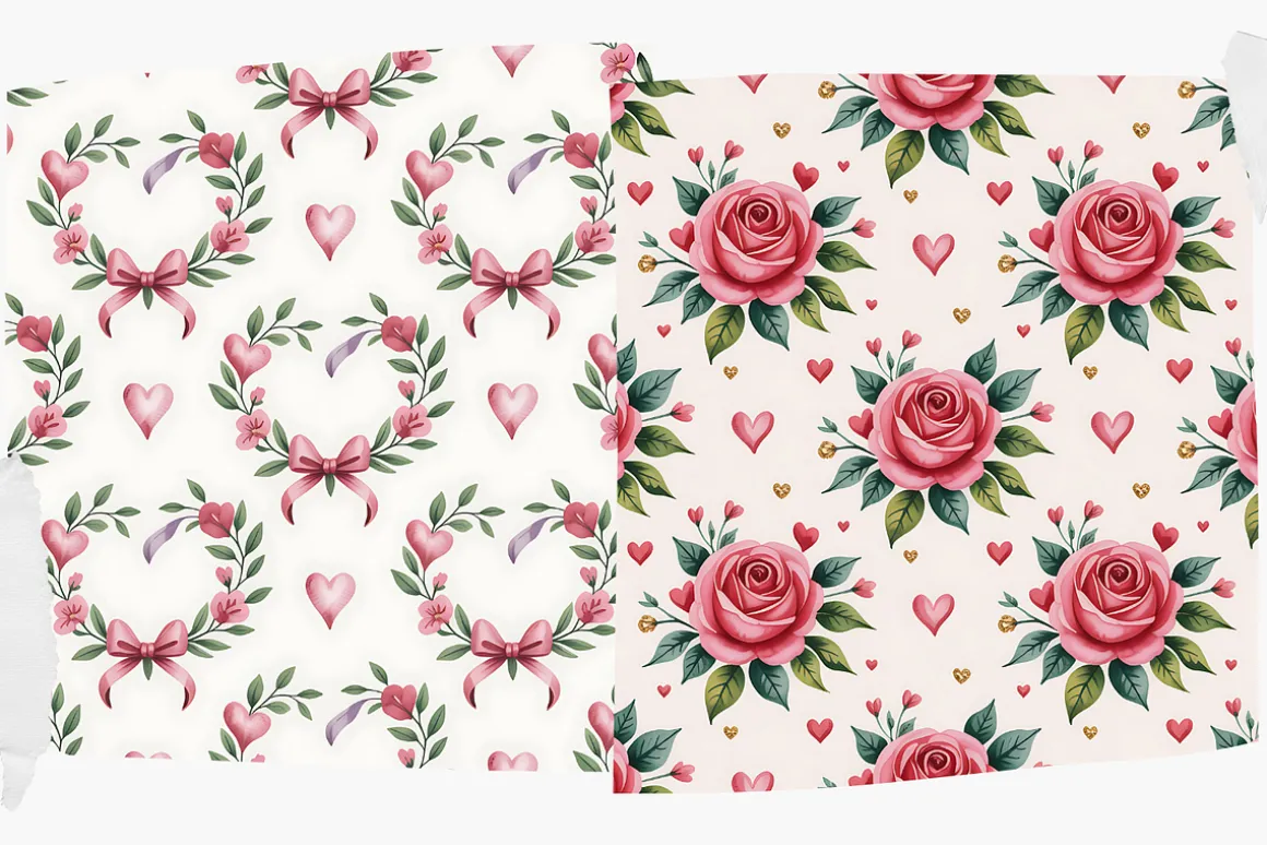 Watercolor Valentine Digital Paper