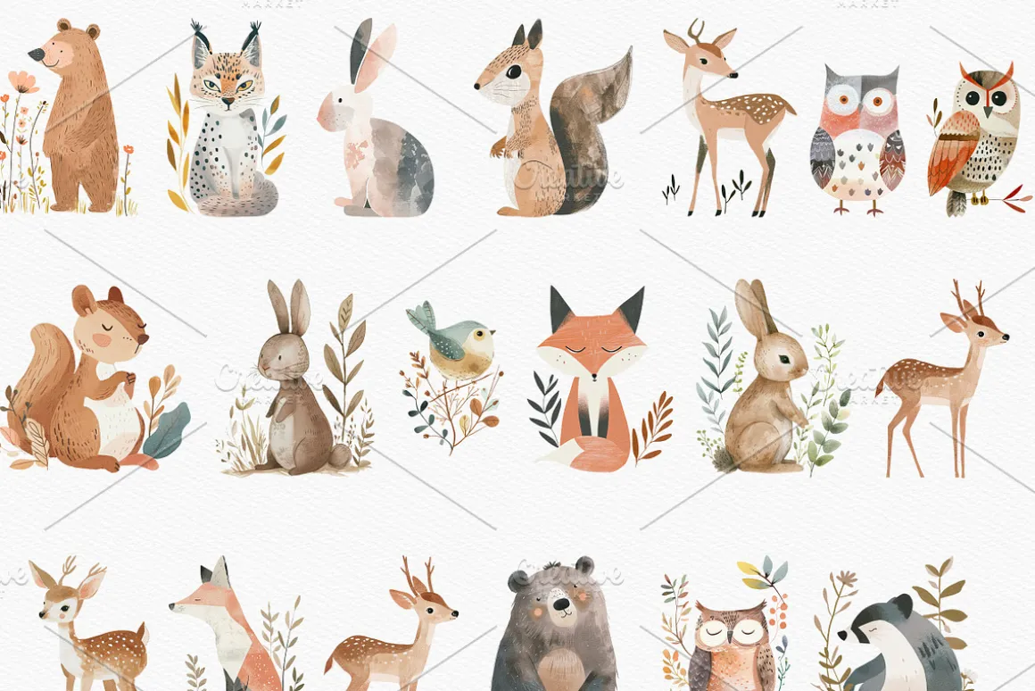Watercolor Woodland Animals Nursery