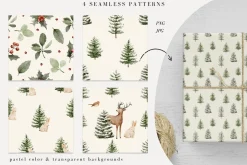 Watercolor Woodland Christmas