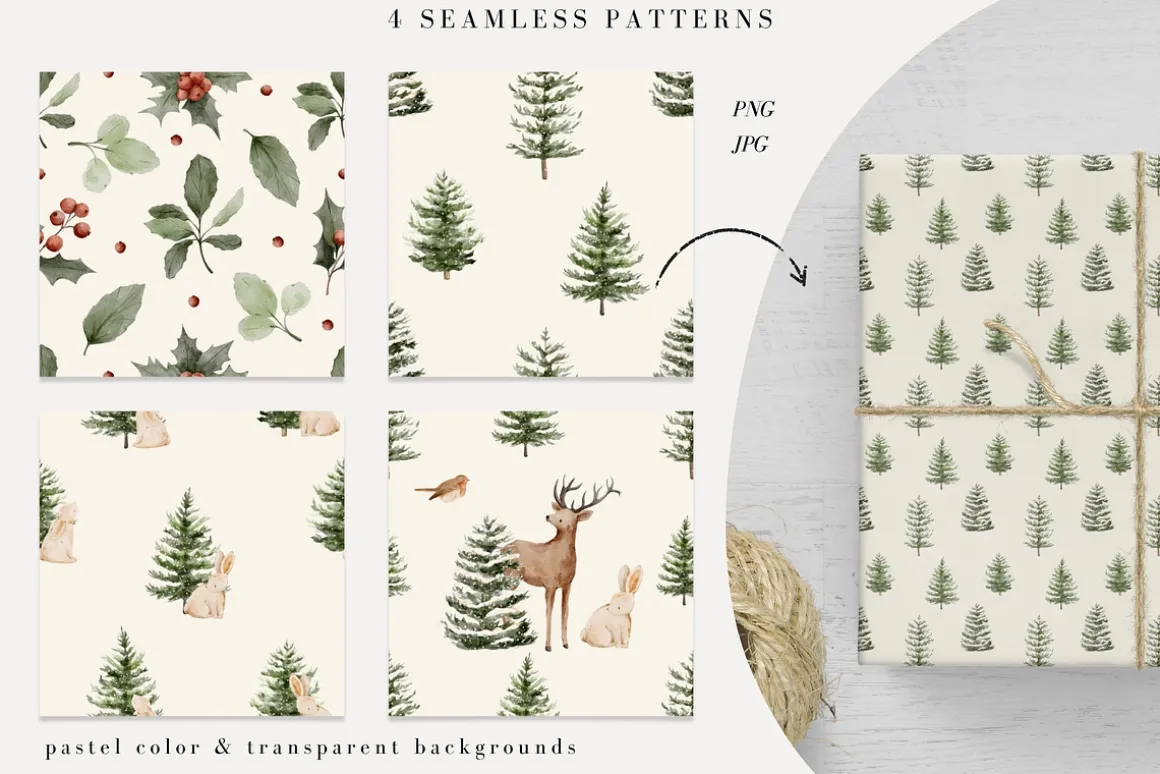 Watercolor Woodland Christmas