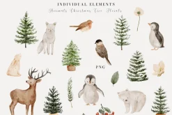 Watercolor Woodland Christmas