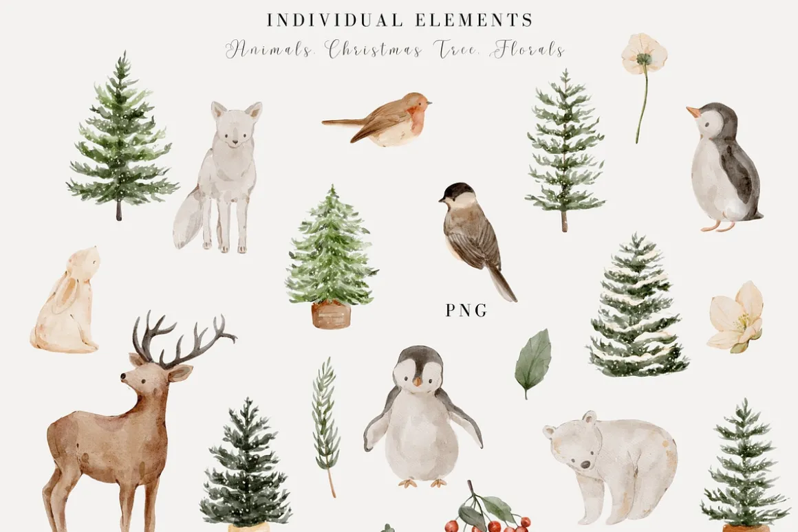 Watercolor Woodland Christmas