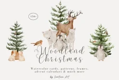 Watercolor Woodland Christmas