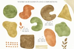 Watercolor Abstract Modern Shapes