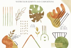 Watercolor Abstract Modern Shapes