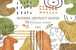 Watercolor Abstract Modern Shapes