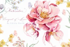 Watercolor botanical bloom bundle