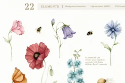Watercolor Botanical Wildflowers Set