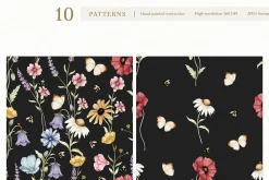 Watercolor Botanical Wildflowers Set