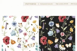 Watercolor Botanical Wildflowers Set