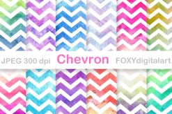 Watercolor Chevron Digital Paper Set