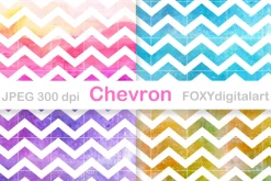 Watercolor Chevron Digital Paper Set
