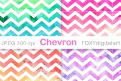 Watercolor Chevron Digital Paper Set