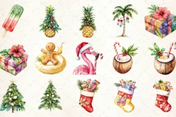 Watercolor Christmas in July Clipart