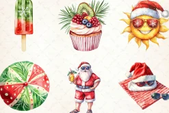 Watercolor Christmas in July Clipart