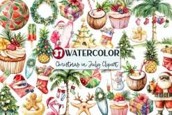 Watercolor Christmas in July Clipart