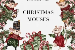 Watercolor Christmas Mouses