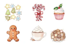 Watercolor Christmas Treats Clipart