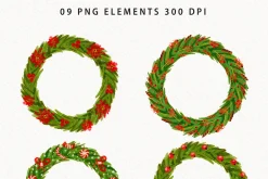 Watercolor Christmas Wreaths Clipart