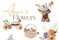 Watercolor Clipart - ANNE's FLOWER