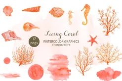 Watercolor Clipart Living Coral