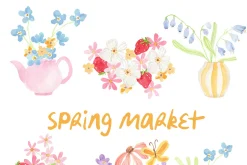 Watercolor Clipart - SPRING MARKET