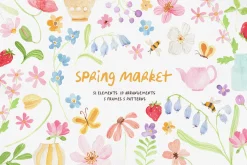 Watercolor Clipart - SPRING MARKET