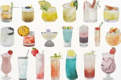 Watercolor Cocktail & Drink