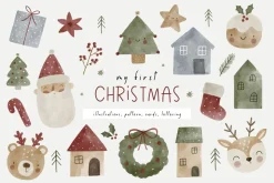 Watercolor Cozy Christmas BUNDLE