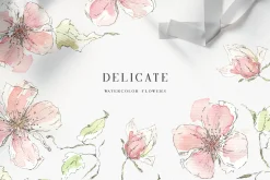 Watercolor delicate flowers png