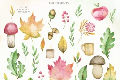 Watercolor fall clipart